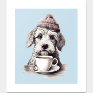 dog and coffee Posters and Art